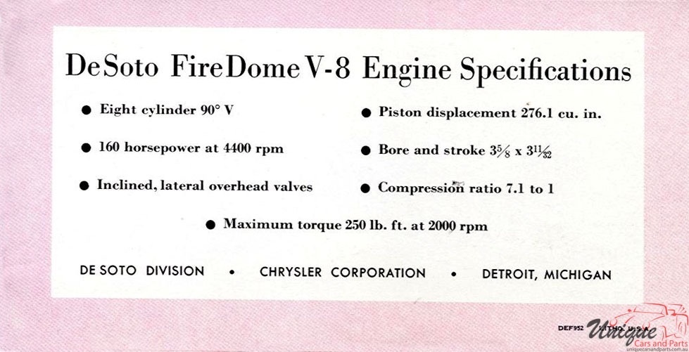 1953 DeSoto Firedome Engine Brochure Page 5